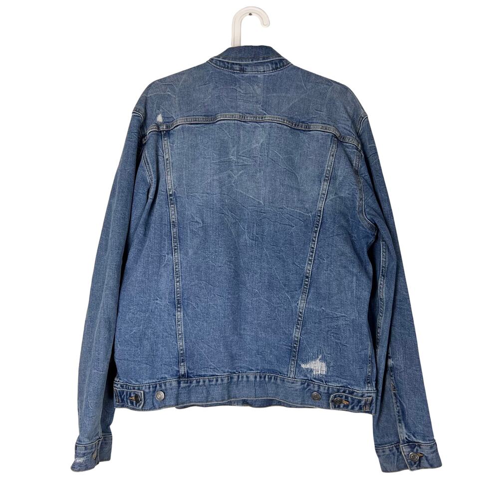 Old Navy Denim Trucker Jacket Coors Banquet Rodeo Patch Distressed L - Picture 3 of 7